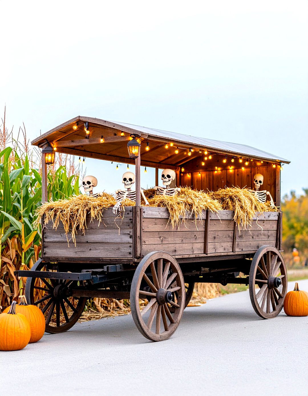 The Haunted Hayride Departure Point - 30 halloween outdoor decor ideas