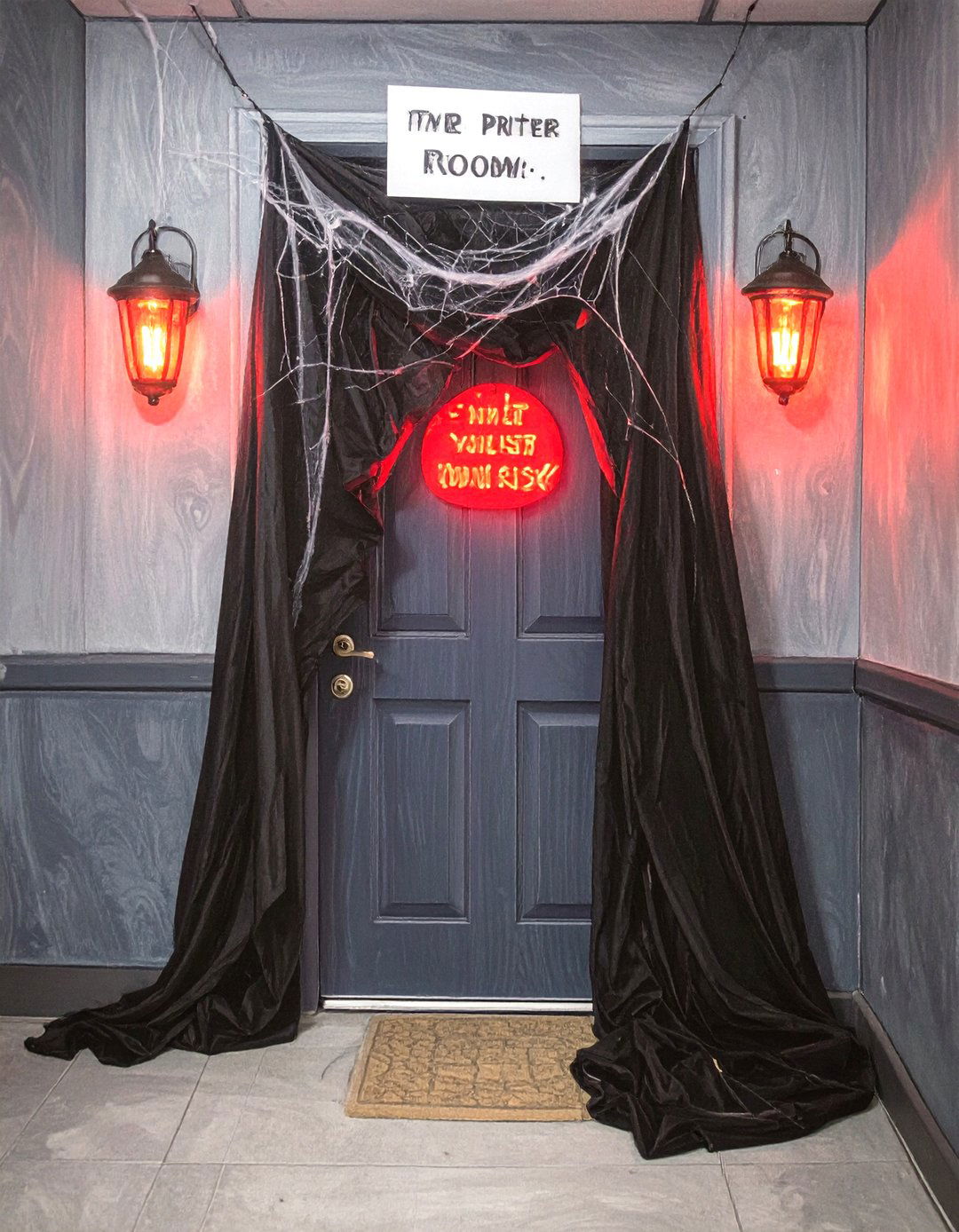 The Haunted Printer Room - 30 office funny  door decorating contest ideas