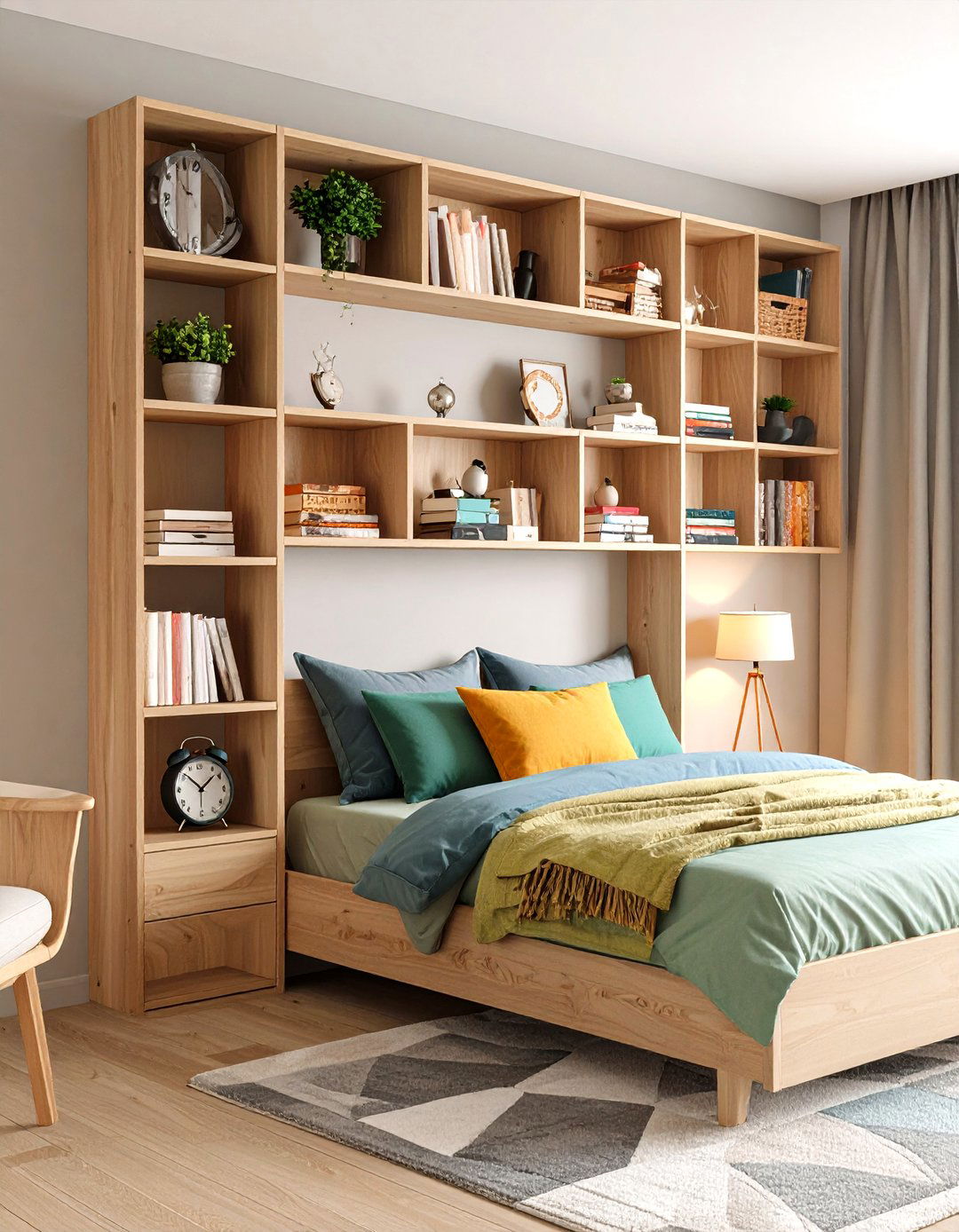 The Headboard With Shelving - 30 dorm storage ideas