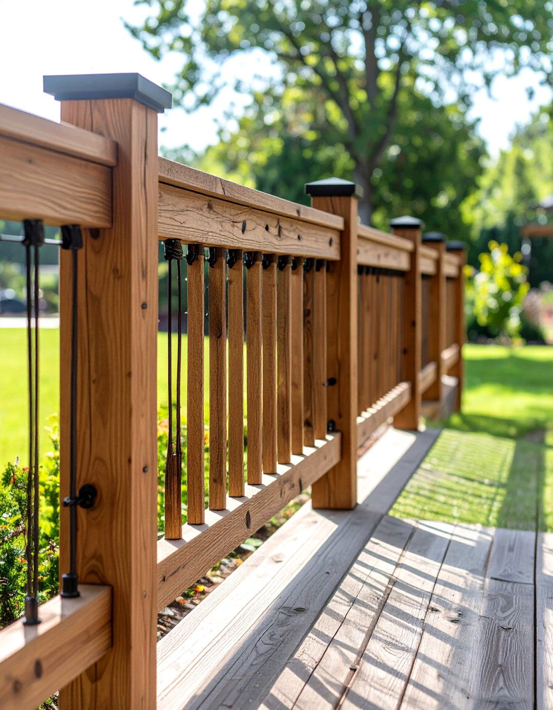 The Heavy Timber Frame Hog Wire Deck Railing - 30 hog wire deck railing ideas