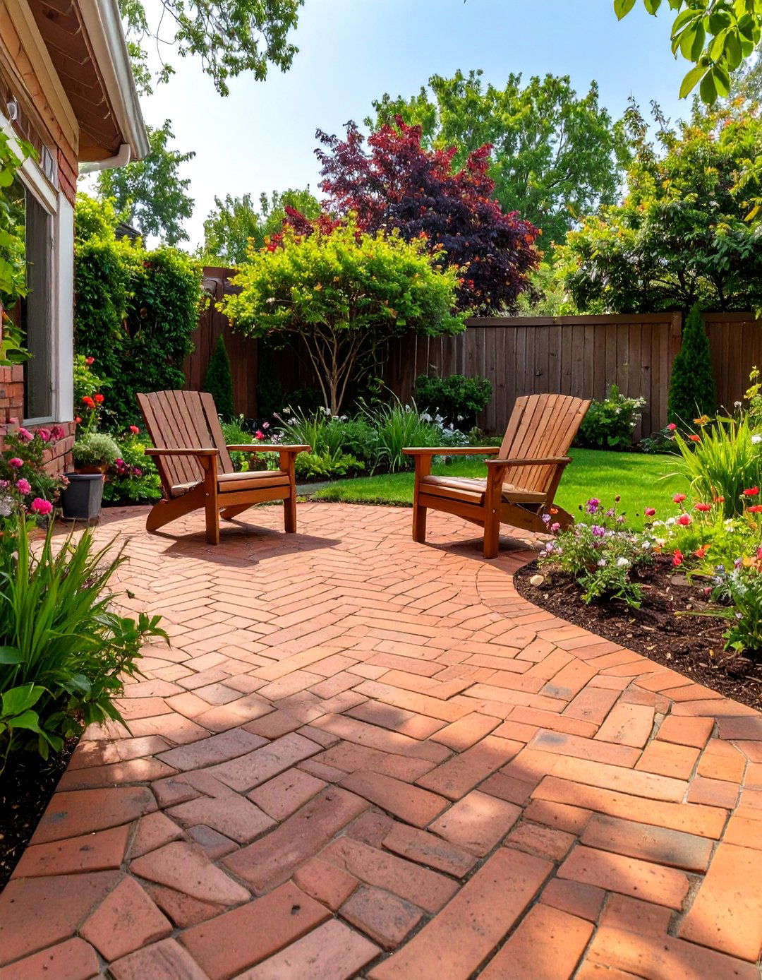 The Herringbone Brick Patio - 30 backyard pavers ideas