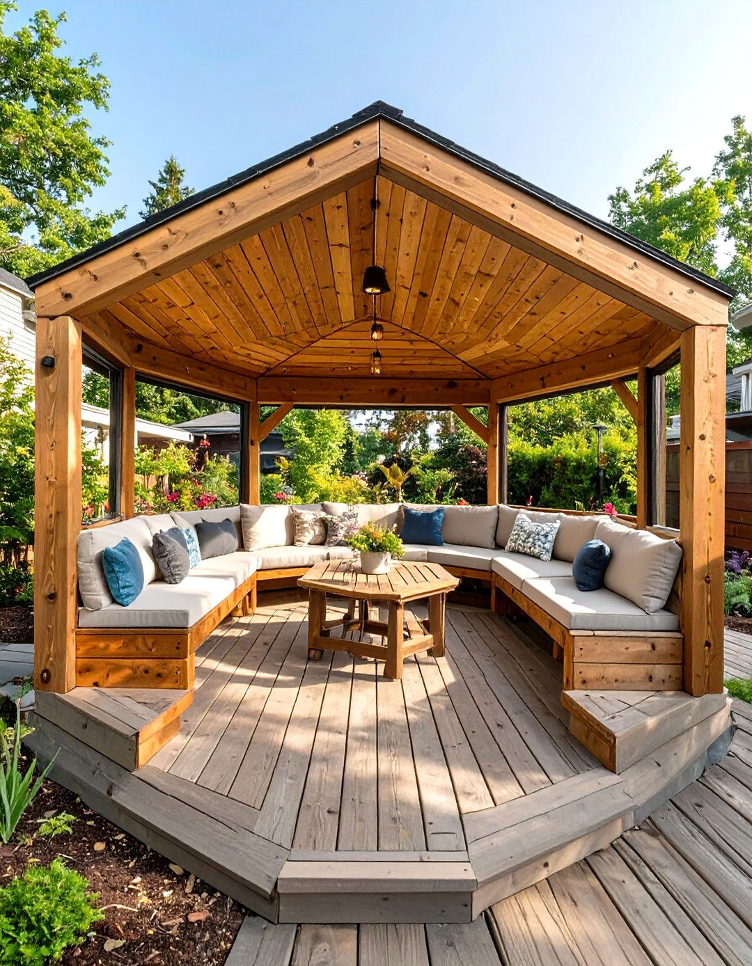 The Hexagonal Deck Nook - 30 cheap deck ideas