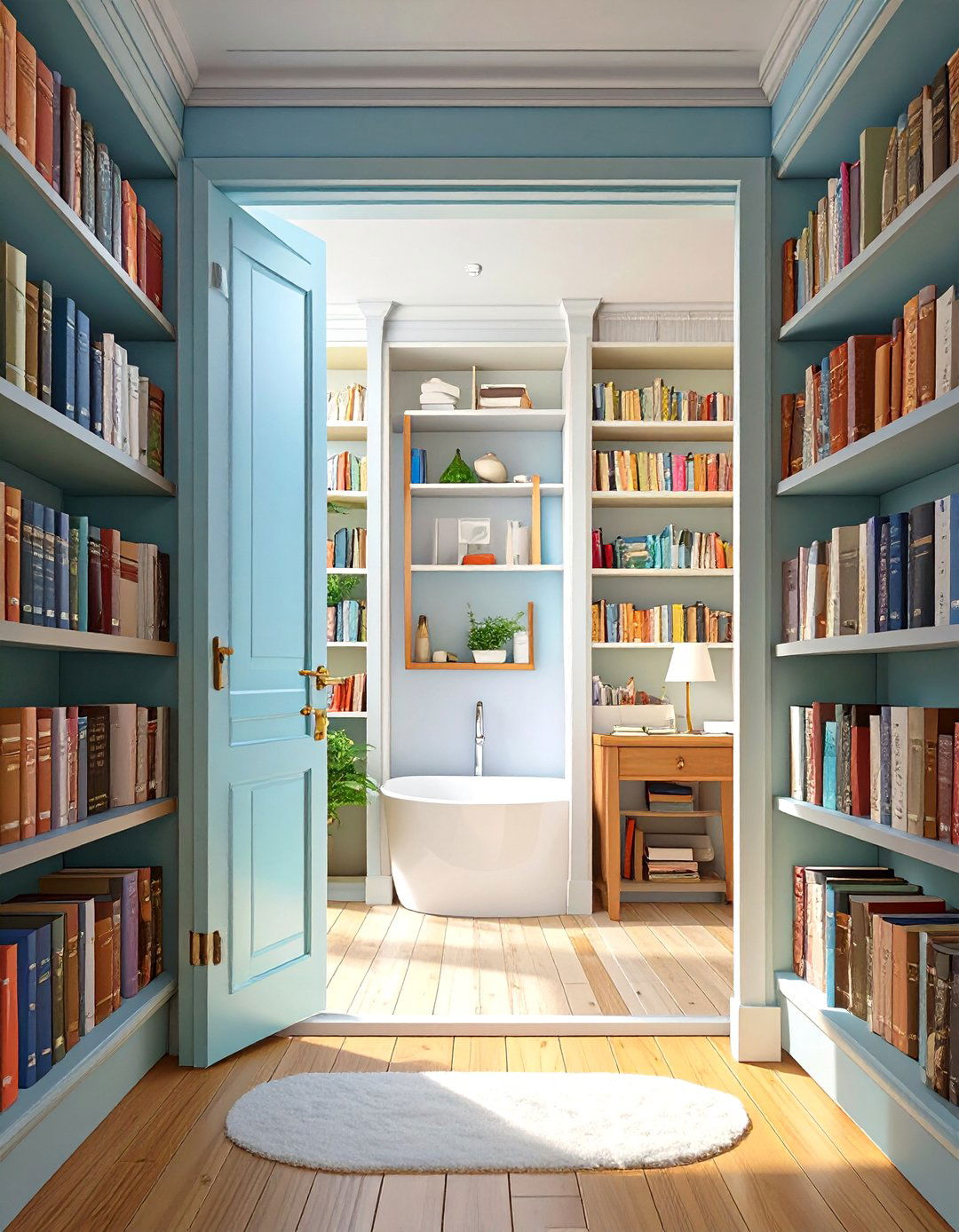 The Hidden Bookcase Bathroom Door - 30 bathroom door ideas
