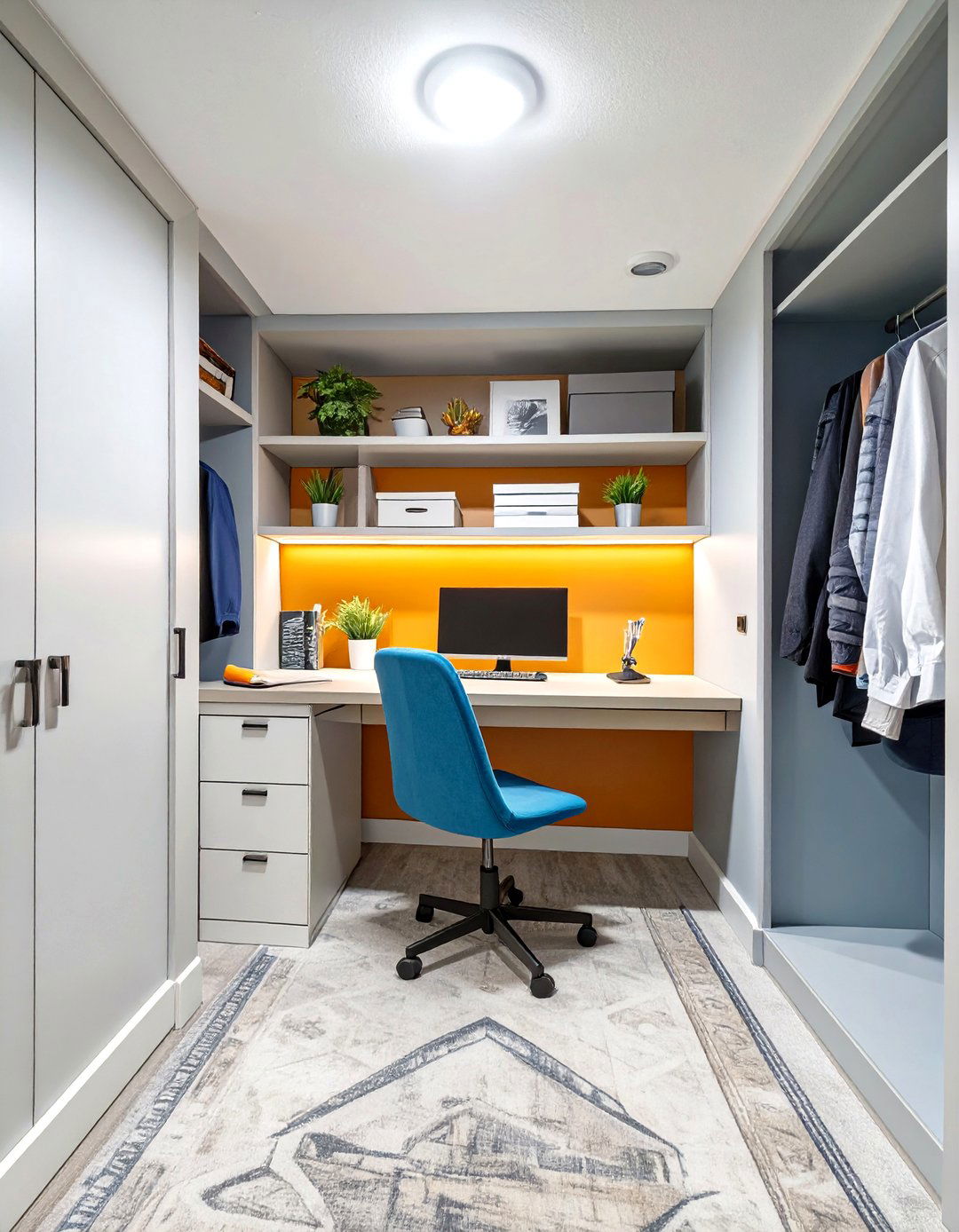 The Hidden Cloffice Basement Office - 30 basement office ideas