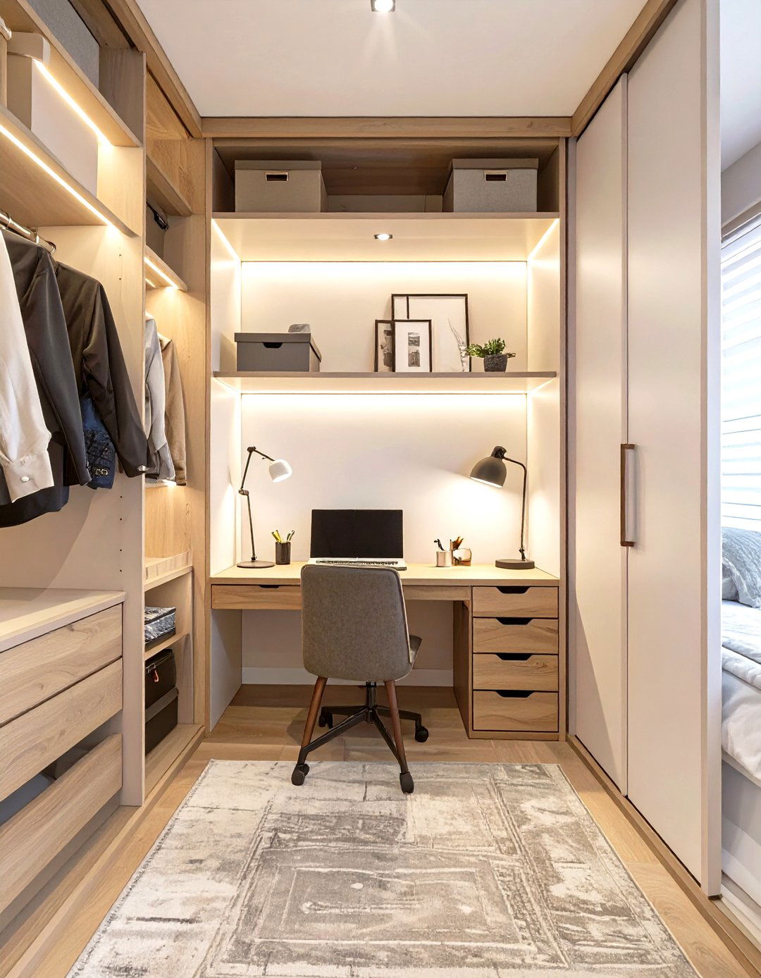 The Hidden Cloffice Closet Office - 30 home office organization ideas
