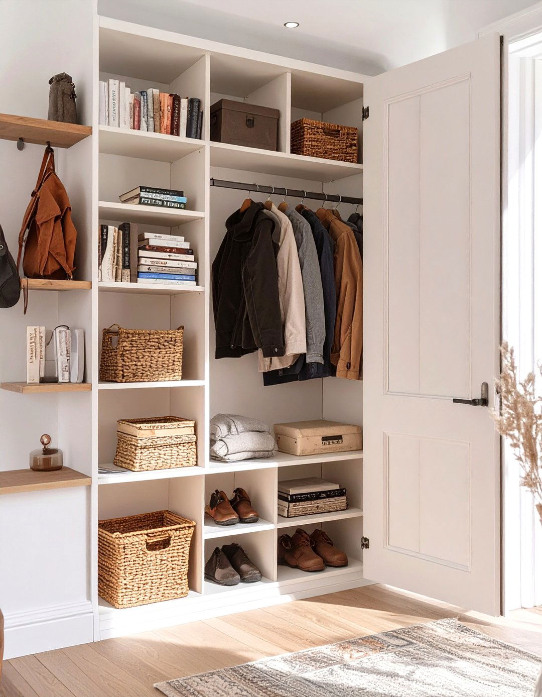 The Hidden Closet Behind a Bookshelf - 30 coat closet ideas