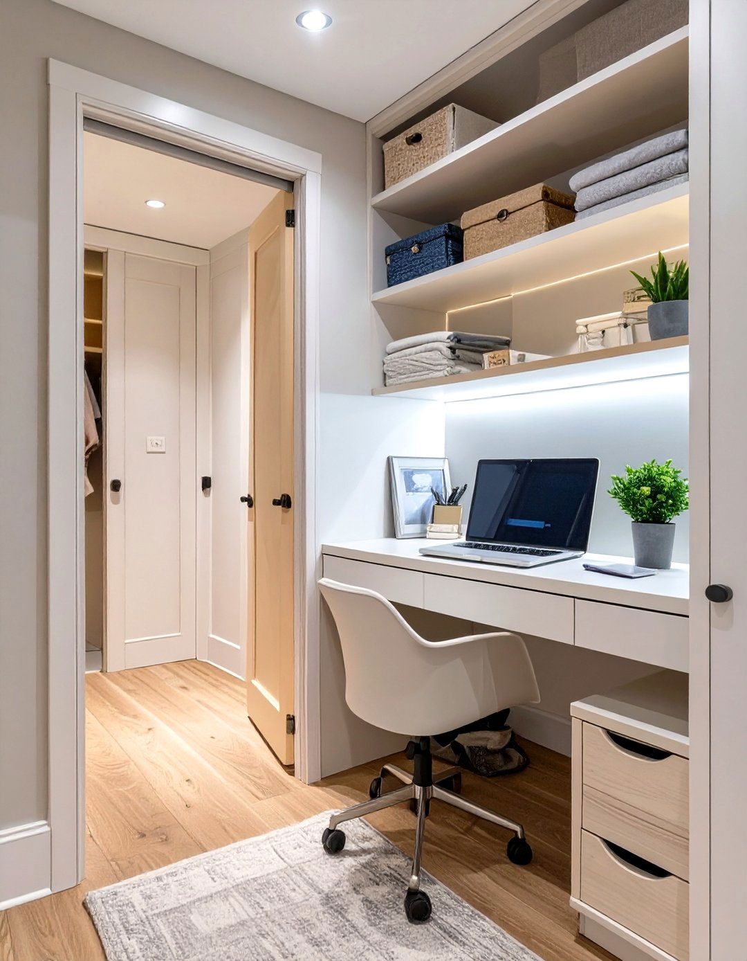 The Hidden Home Office Hallway Linen Closet - 30 hallway linen closet ideas