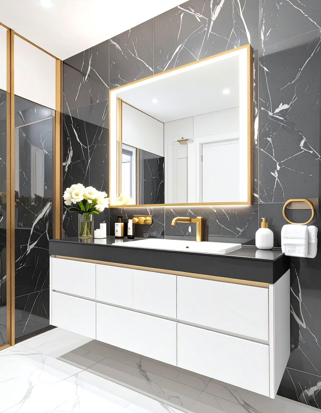 The High Contrast Art Deco Bathroom - 30 modern art deco interior design ideas