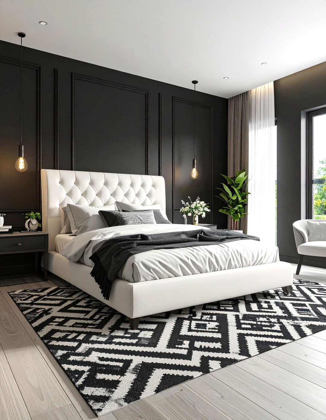 The High Contrast Black and White Bedroom - 30 large master bedroom ideas