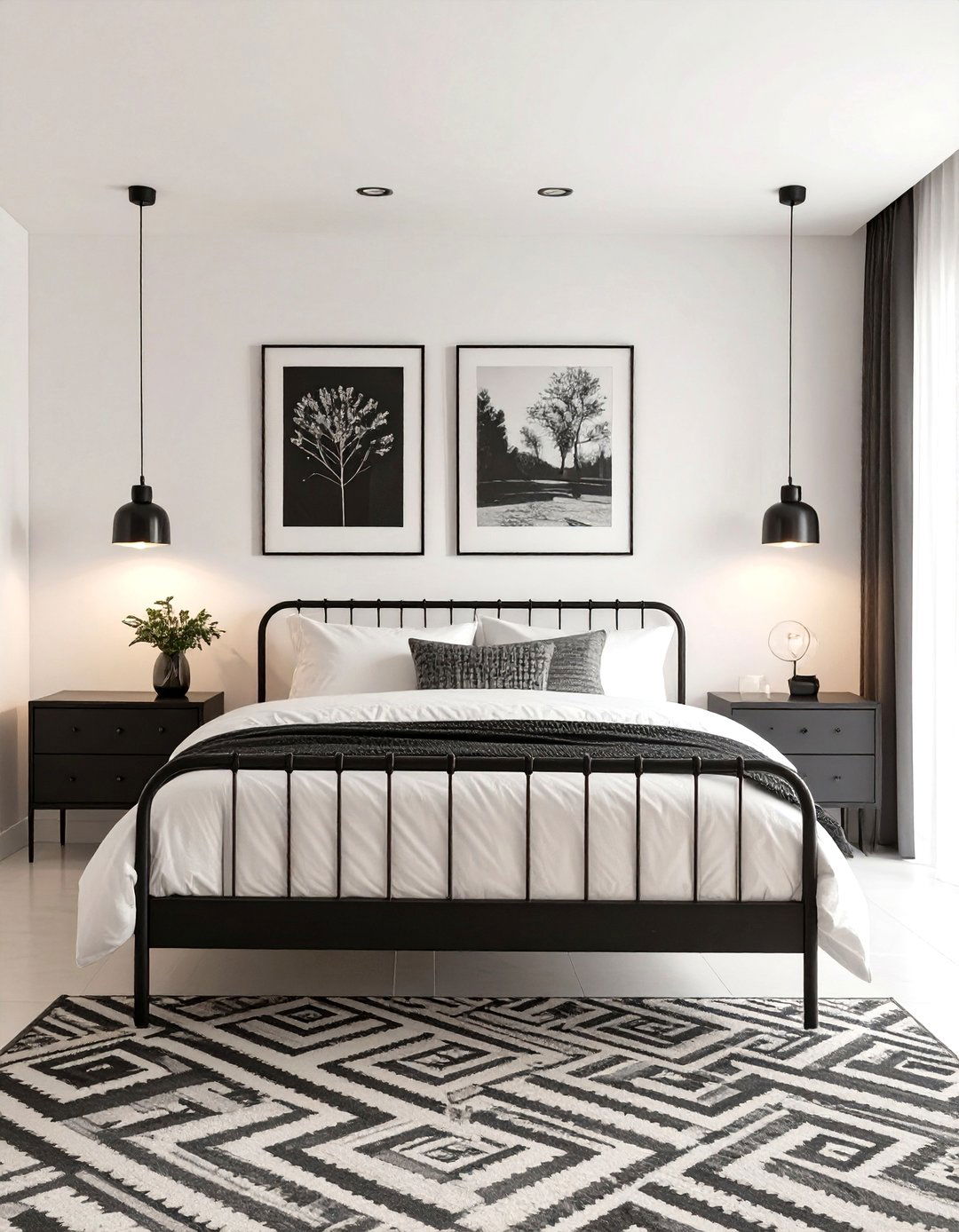 The High Contrast Black and White Bedroom - 30 modern white bedroom ideas