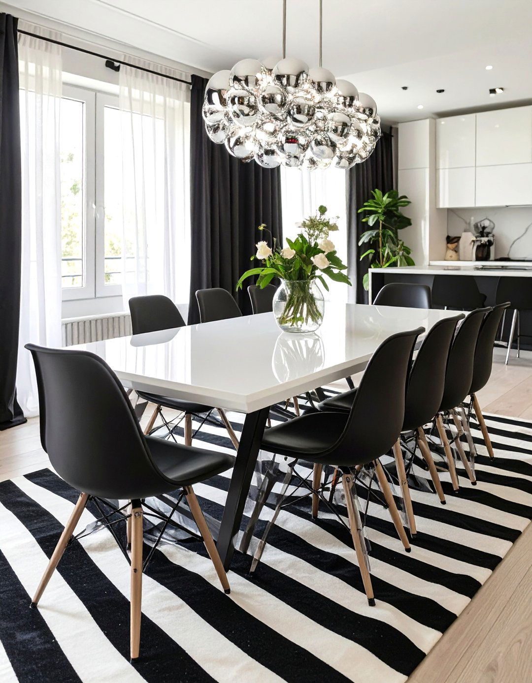 The High Contrast Black and White Dining Room Table - 30 dining room table ideas