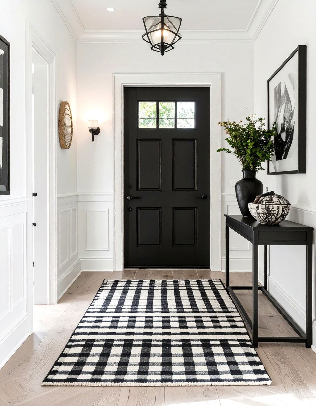 The High Contrast Black and White Entryway - 30 how to design a stylish entryway ideas