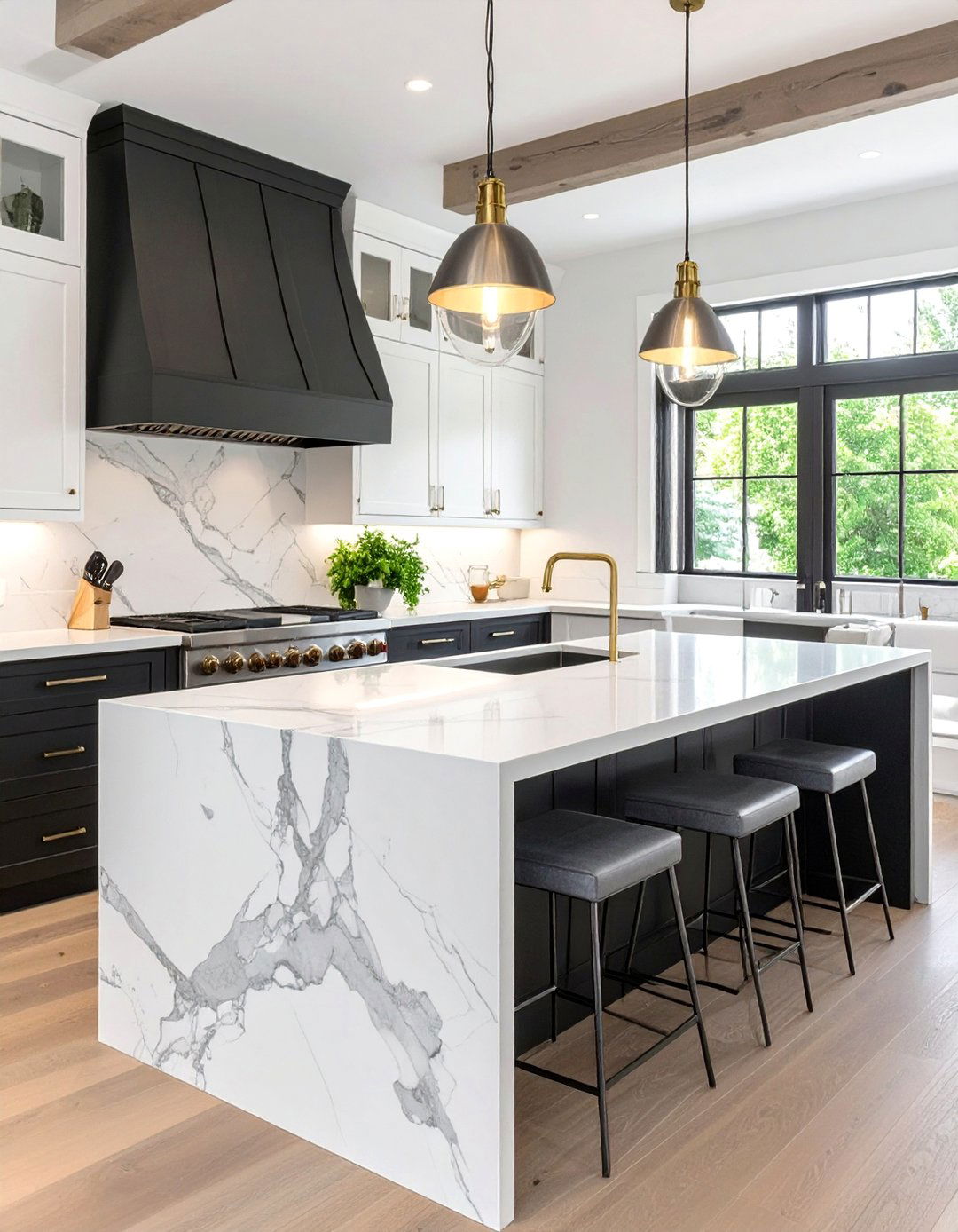 The High Contrast Black and White Kitchen - 30 ai modern farmhouse kitchen ideas