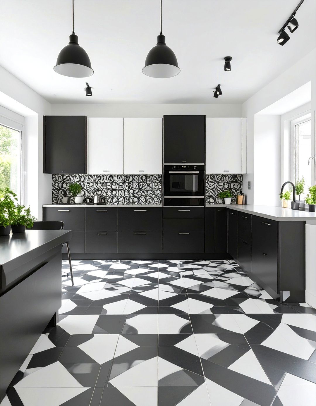 The High Contrast Black and White Kitchen - 30 apartment kitchen ideas