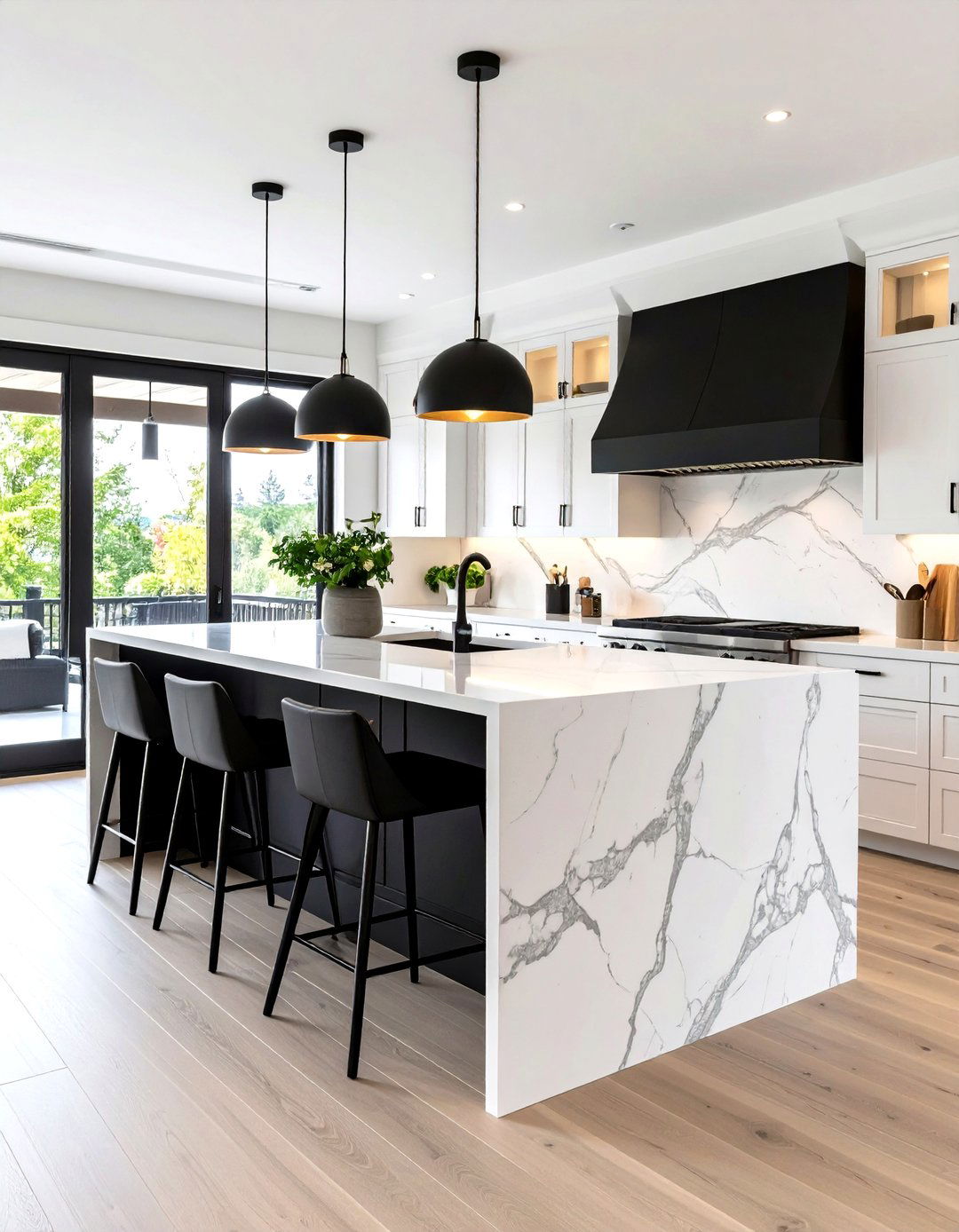 The High Contrast Black and White Kitchen Island - 30 kitchen island decorating ideas