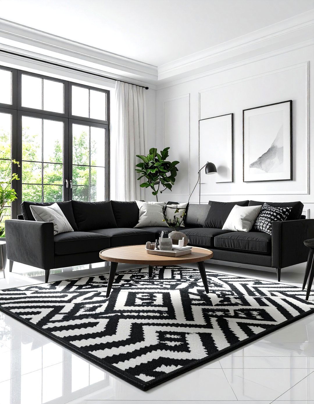 The High Contrast Black and White Living Room - 30 decorating ideas for small living room