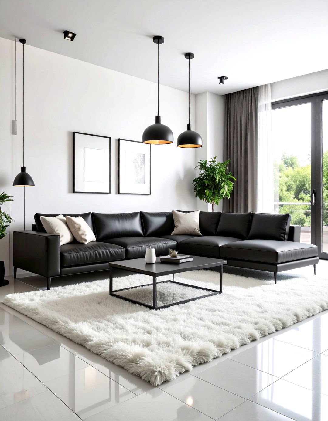 The High Contrast Black and White Living Room - 30 living room set up ideas