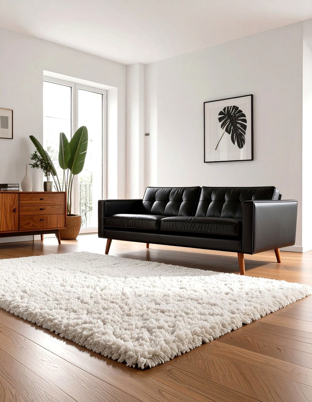 The High Contrast Black and White Living Room - 30 mid century living room ideas