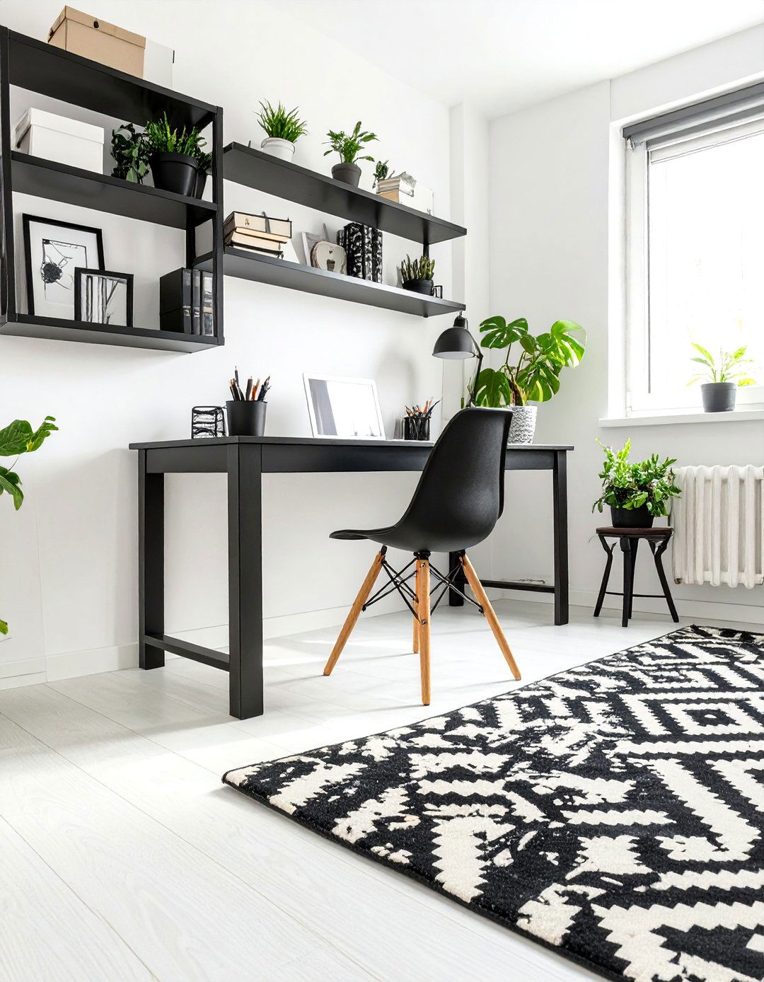 The High Contrast Black and White Office - 30 masculine man office ideas
