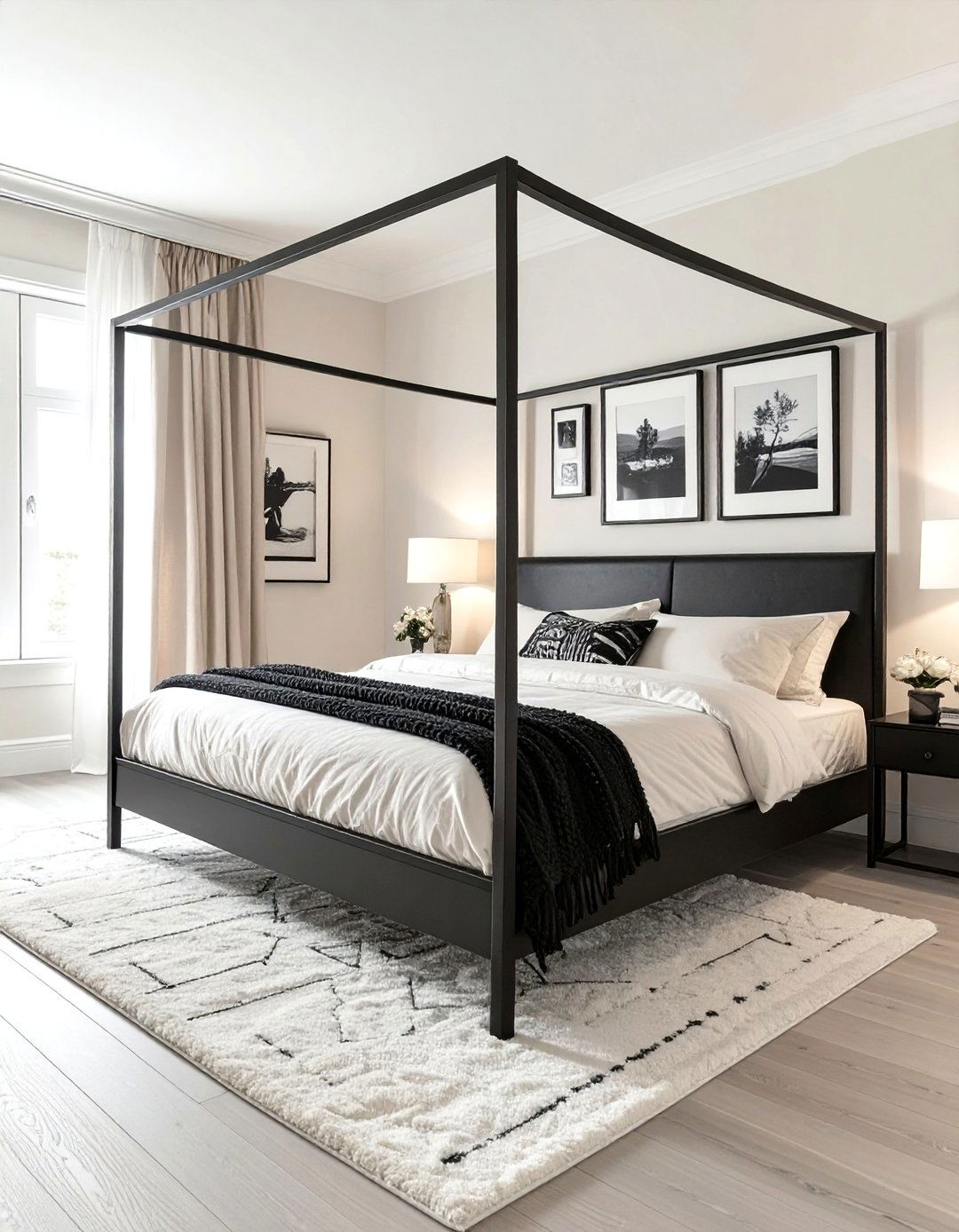 The High Contrast Cream and Black Bedroom - 30 cream bedroom ideas