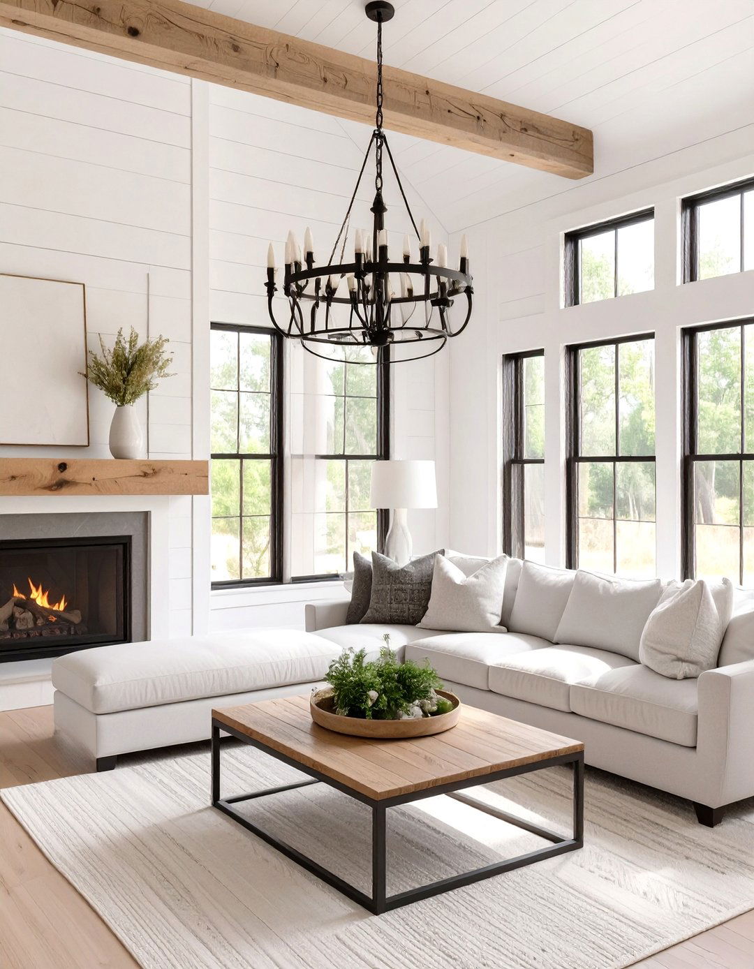 The High Contrast Farmhouse Living Room - 30 modern farmhouse living room ideas