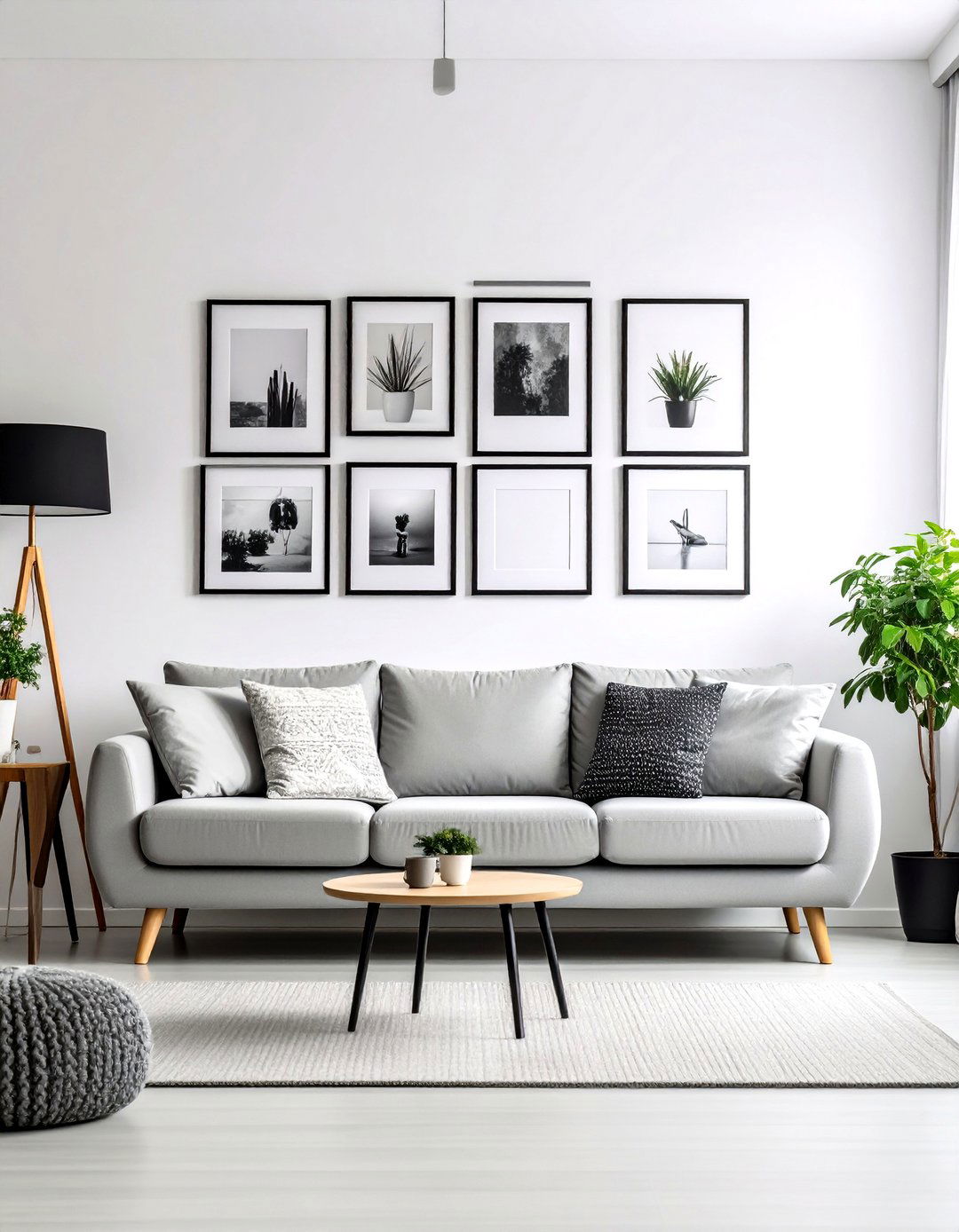 The High Contrast Gallery Wall - 30 living room gallery wall ideas