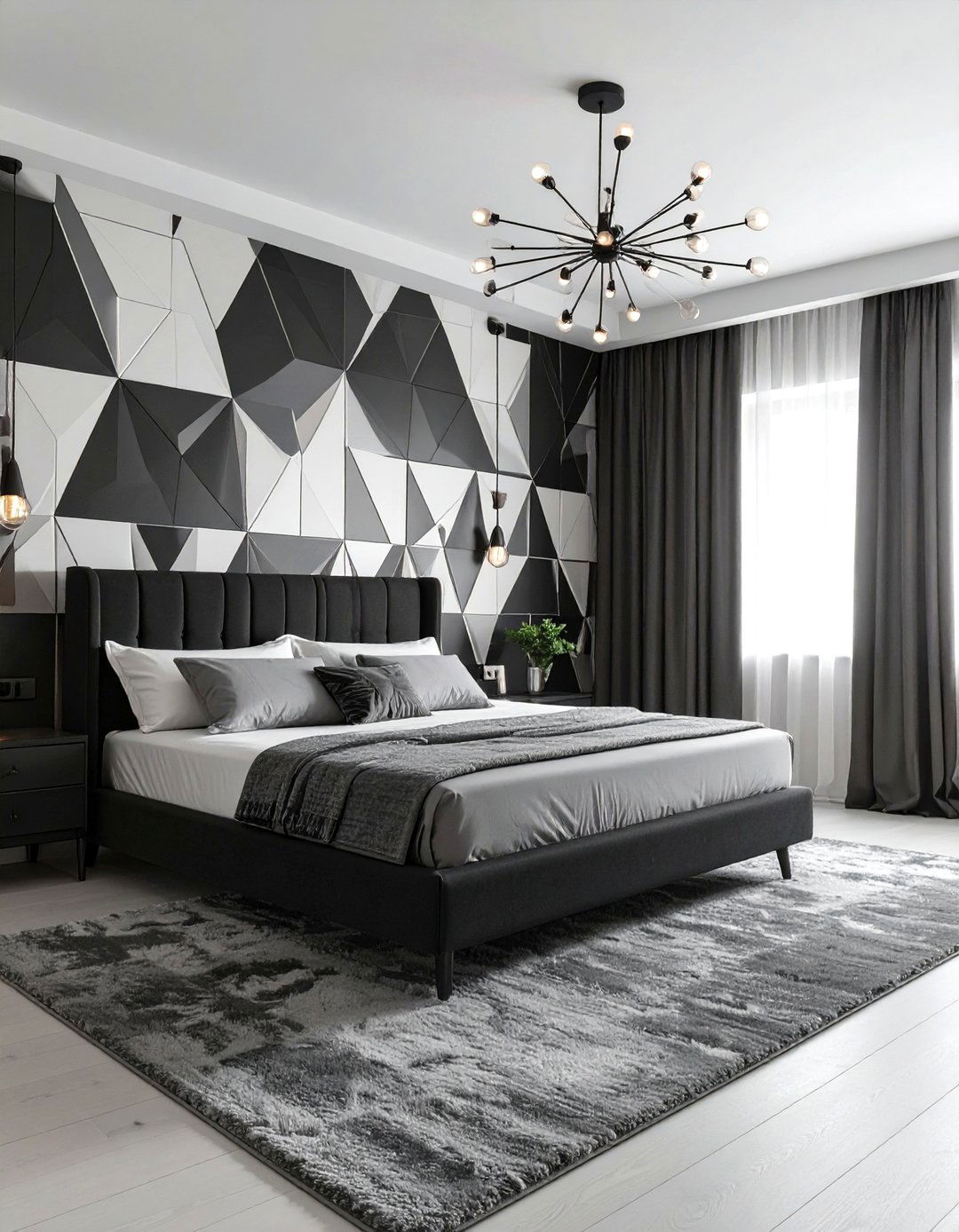 The High Contrast Geometric Bedroom - 30 neutral and black bedroom ideas