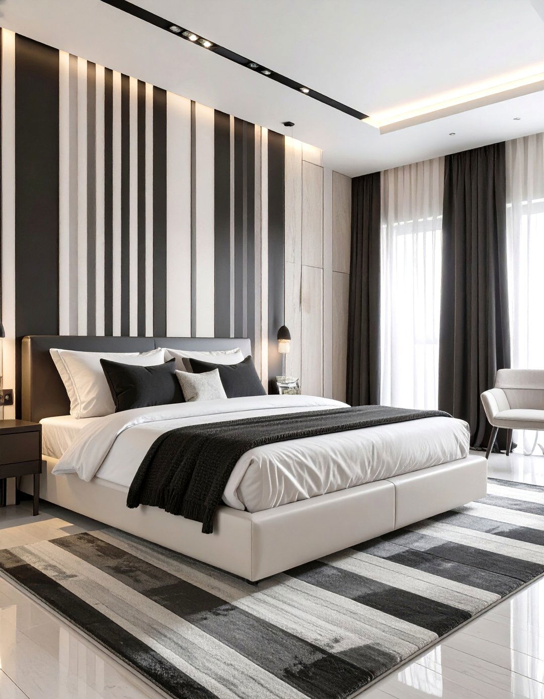 The High Contrast Graphic Bedroom - 30 black and white bedroom ideas