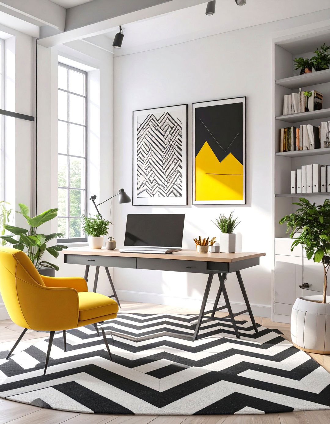 The High Contrast Graphic Home Office - 30 luxury modern home office ideas