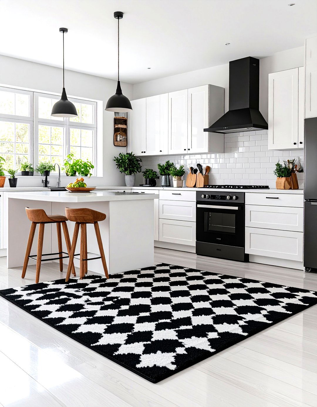 The High Contrast Graphic Kitchen Rug - 30 kitchen rug ideas