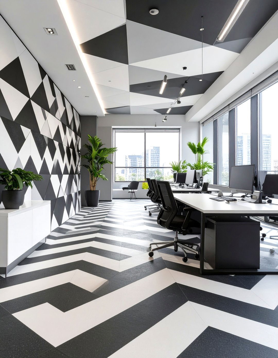 The High Contrast Graphic Office - 30 commercial office interior design ideas