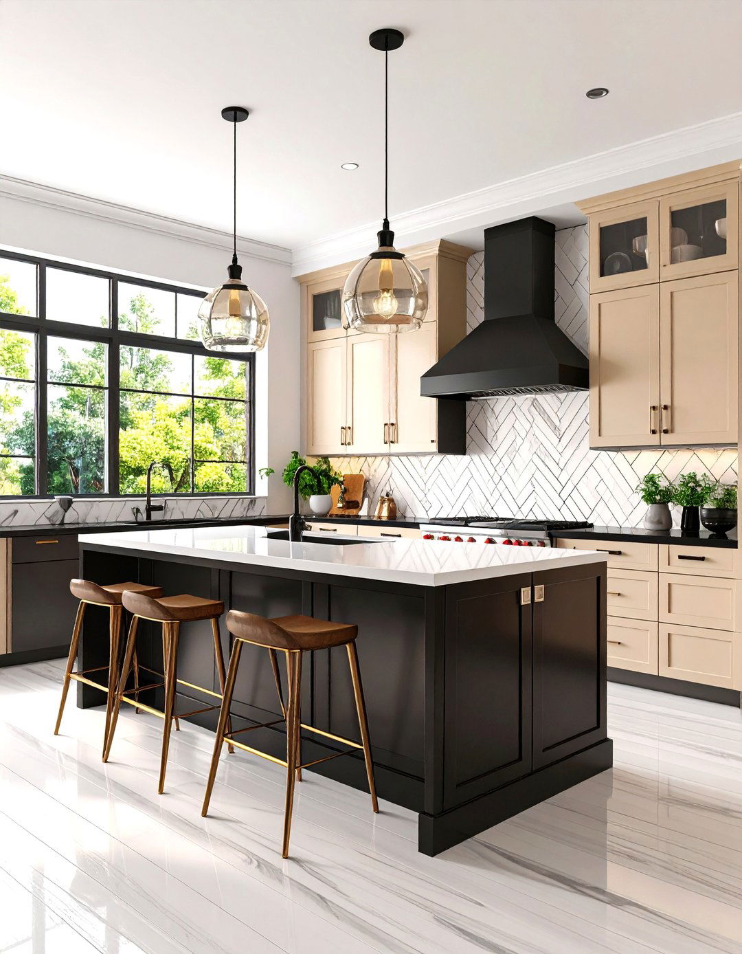 The High Contrast Kitchen Backsplash - 30 1920's art deco interior design ideas
