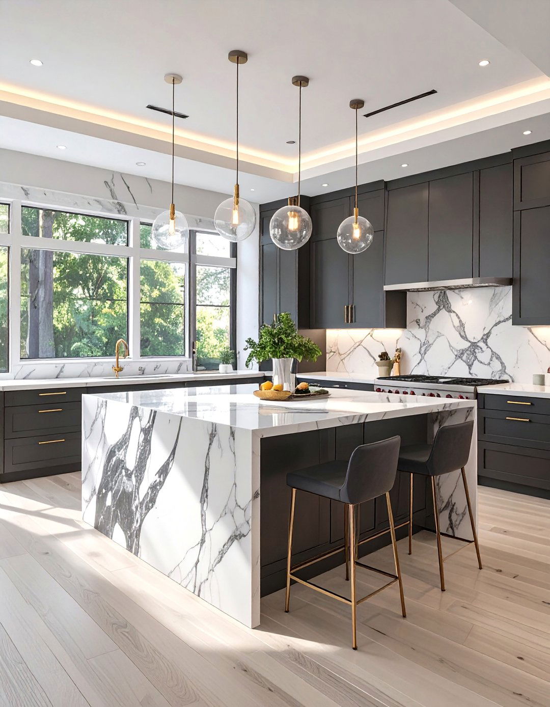 The High Contrast Marble Kitchen - 30 black and white kitchen ideas
