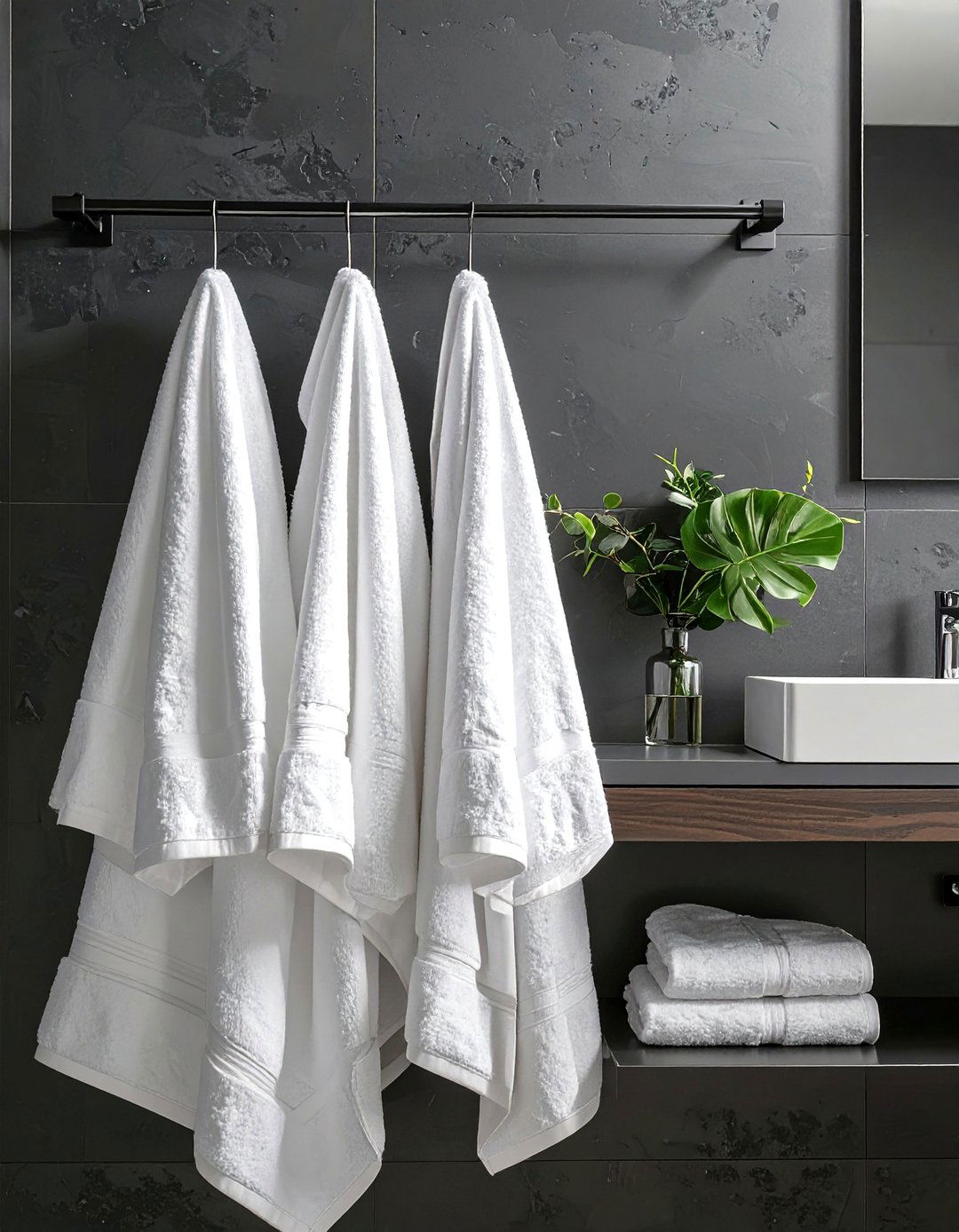 The High Contrast Towel Choice - 30 bathroom towel ideas