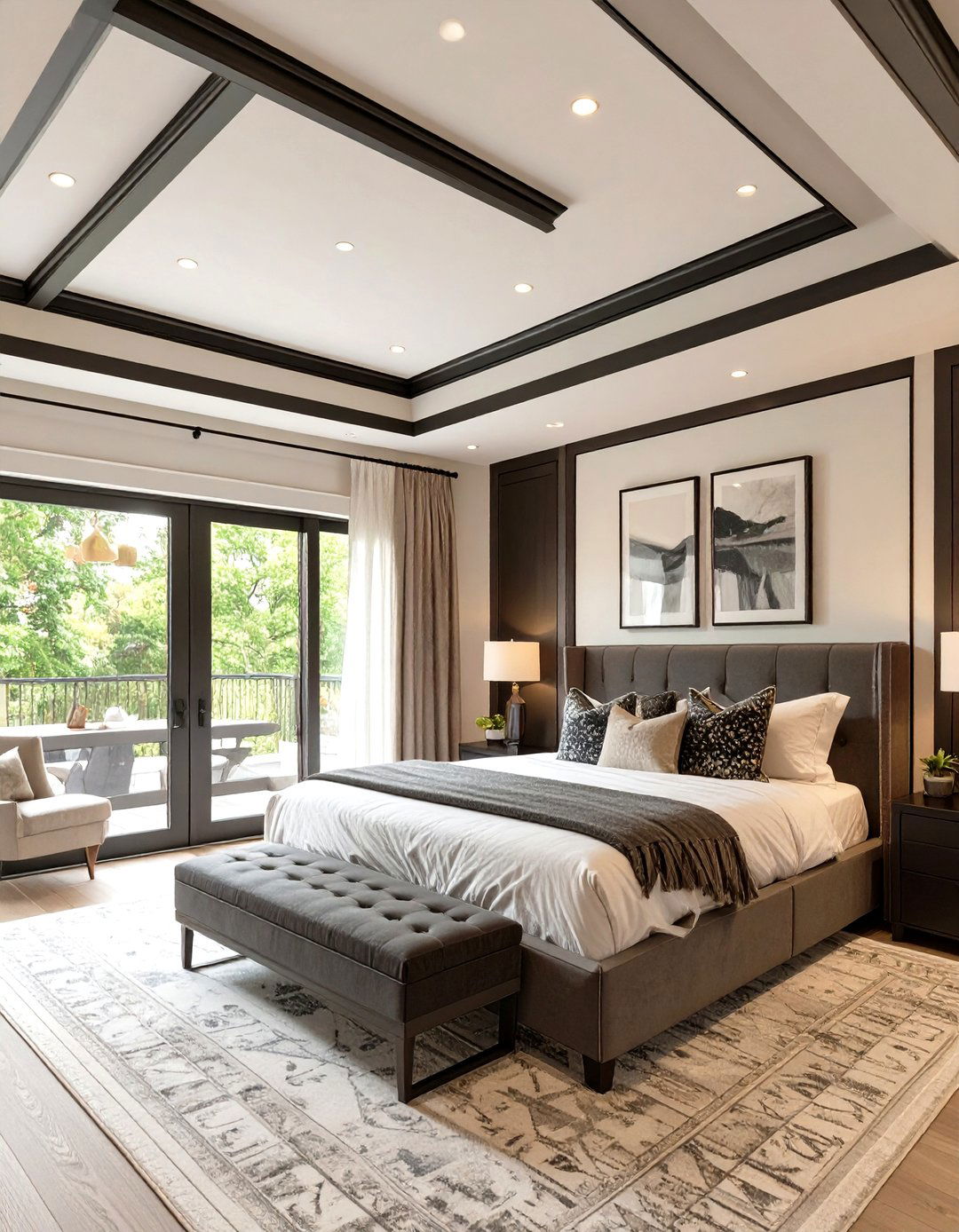 The High Contrast Trim Bedroom Ceiling - 30 master bedroom tray ceiling ideas