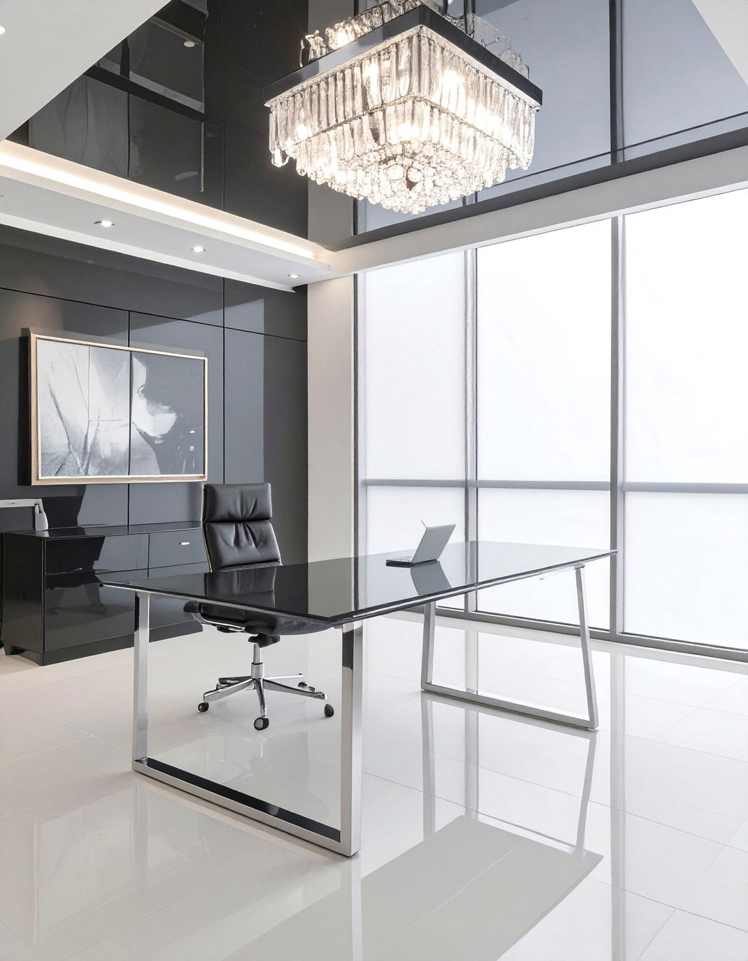 The High Gloss Black Office - 30 dark office ideas