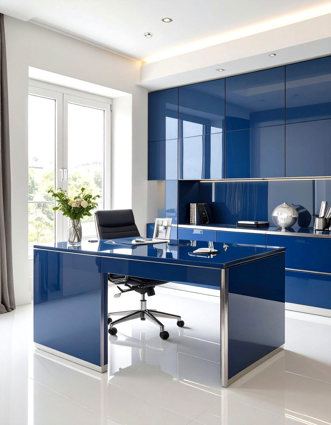 The High Gloss Lacquer Home Office - 30 home office organization ideas