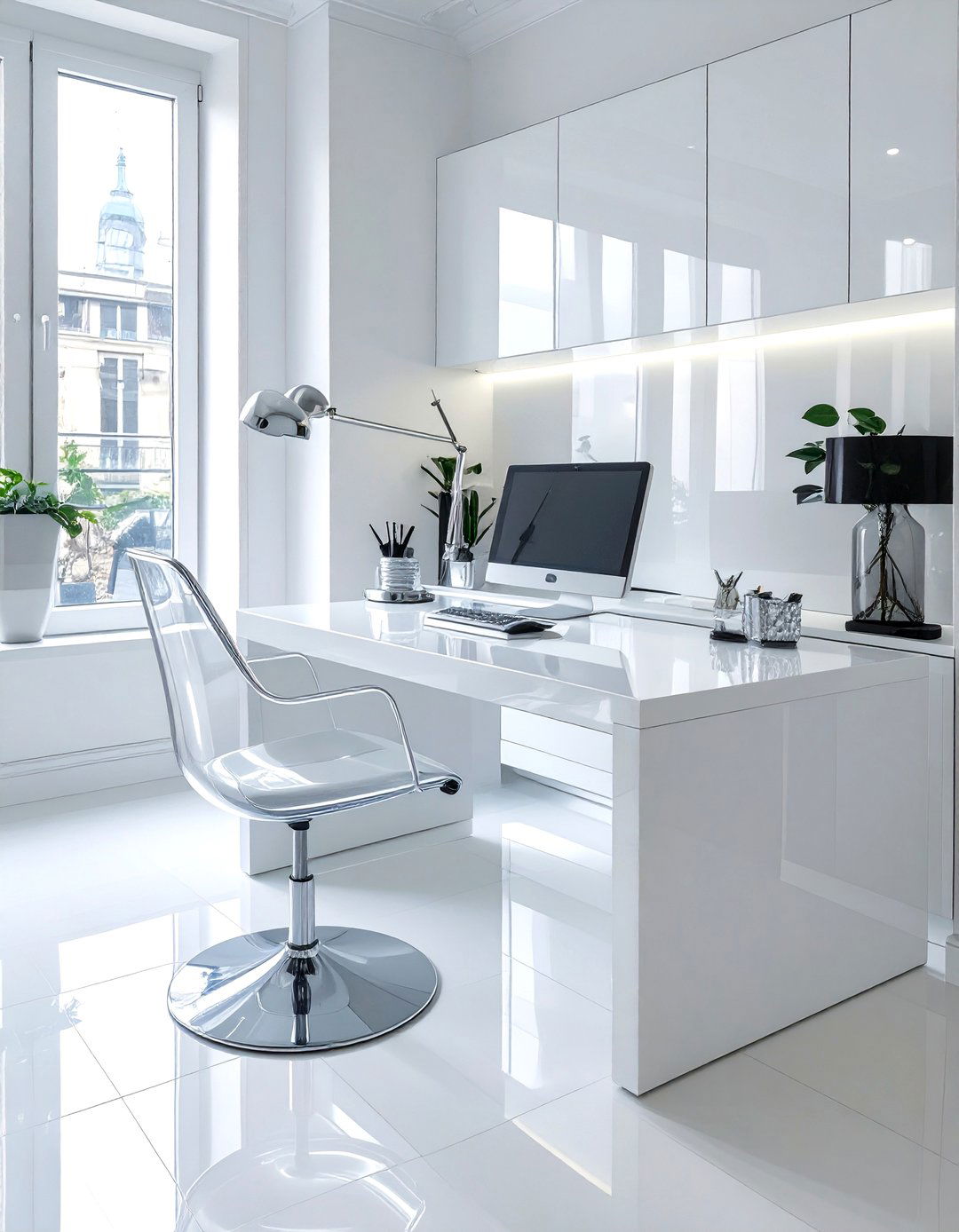 The High Gloss Lacquer Small Office - 30 low budget small office interior design ideas