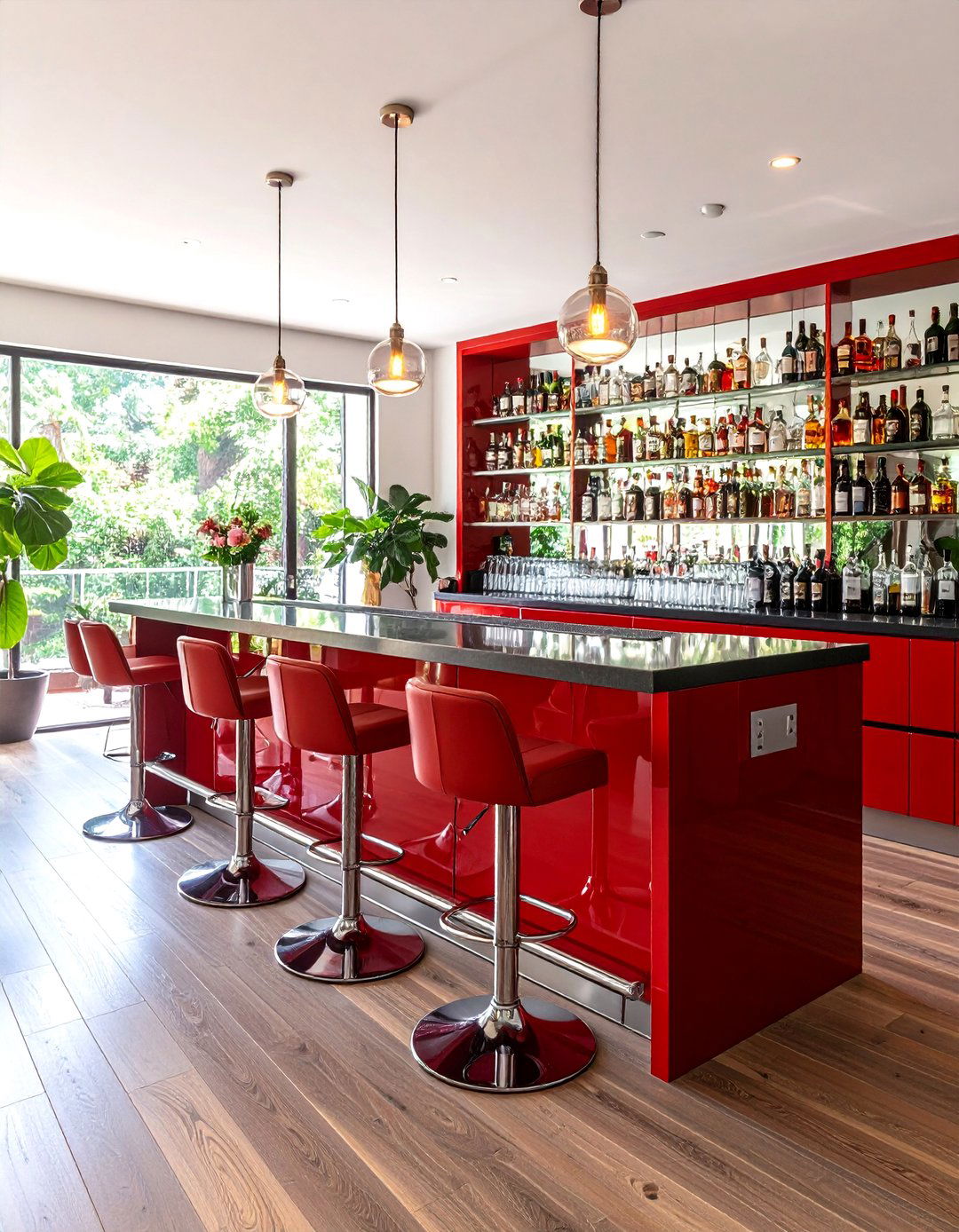 The High Gloss Lacquer and Chrome Bar - 30 1970s interior design ideas