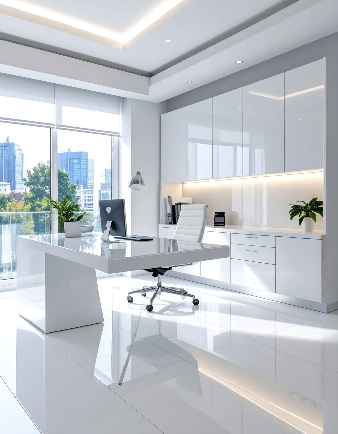The High Gloss Lacquered Office - 30 best decor ideas for home office