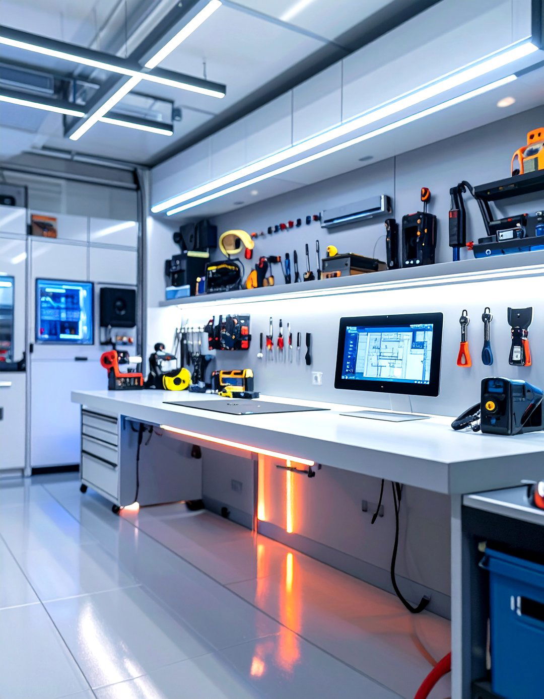The High Tech Smart Garage Workbench - 30 cool garage workbench ideas