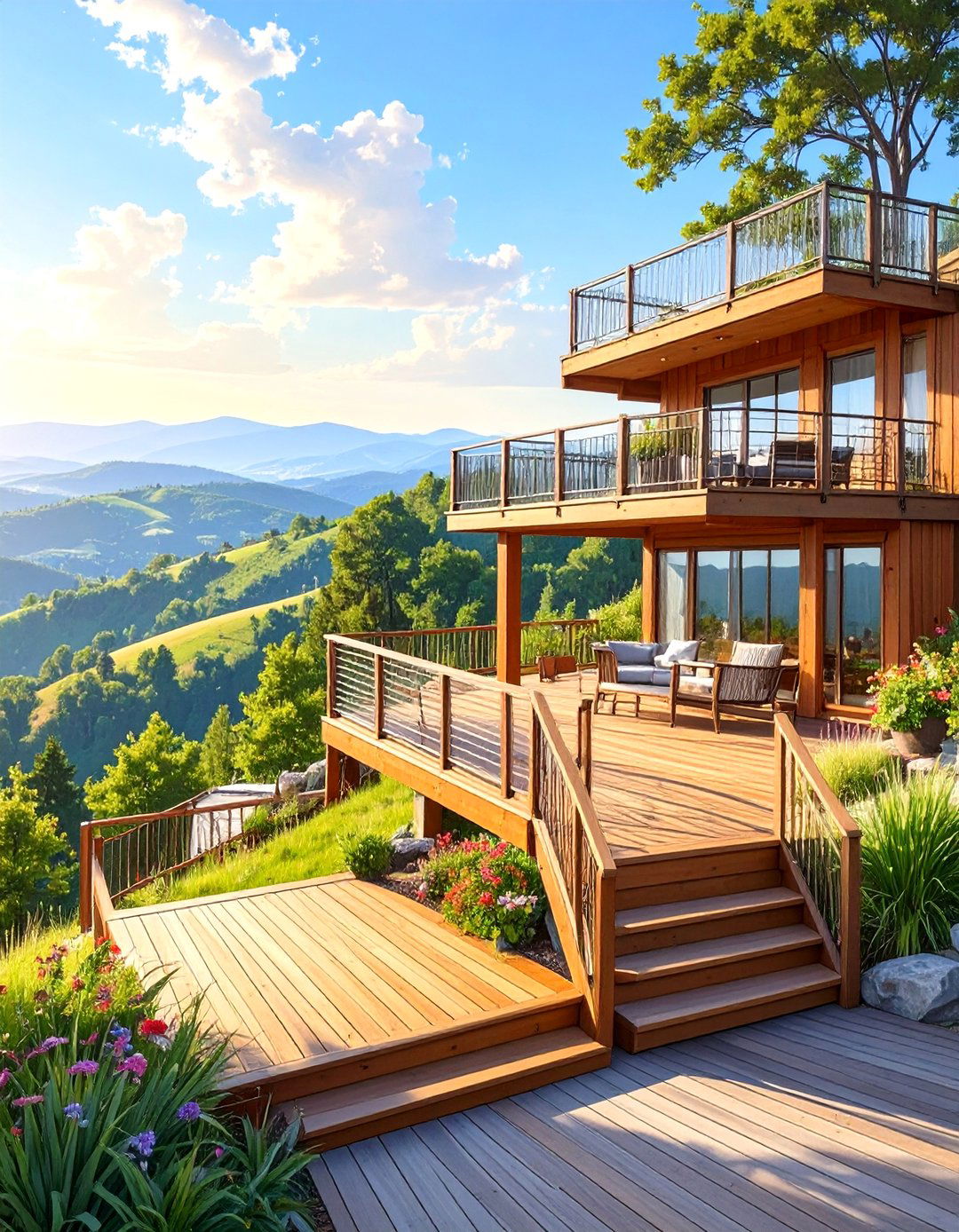 The Hillside Terraced Deck - 30 deck design plans ideas