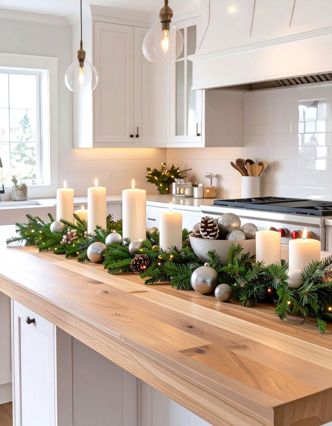 The Holiday Themed Kitchen Island - 30 centerpiece kitchen island decor ideas