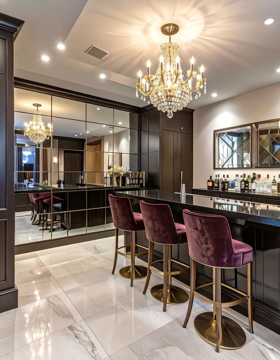 The Hollywood Glam Basement Bar - 30 basement bar designs