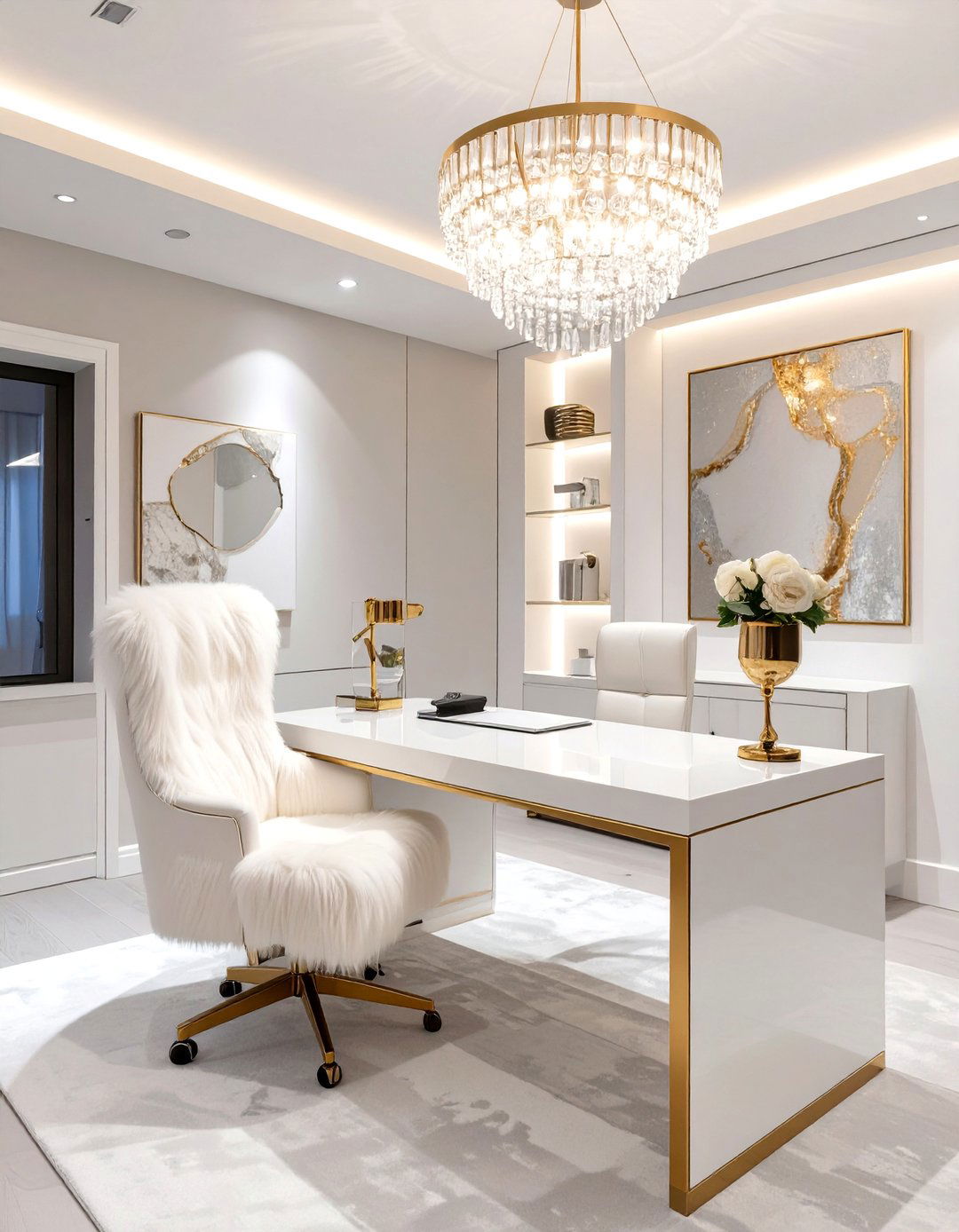 The Hollywood Glam Basement Office - 30 basement office ideas no windows
