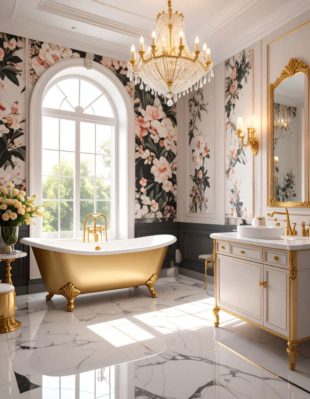 The Hollywood Regency Glamour Bathroom - 30 maximalism interior design ideas