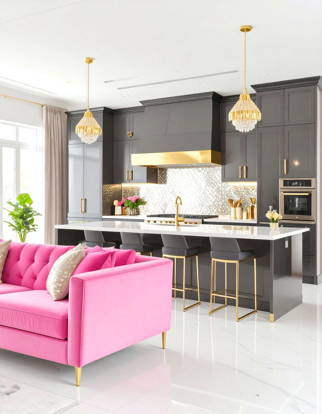 The Hollywood Regency Kitchen and Living Room - 30 kitchen and living room ideas