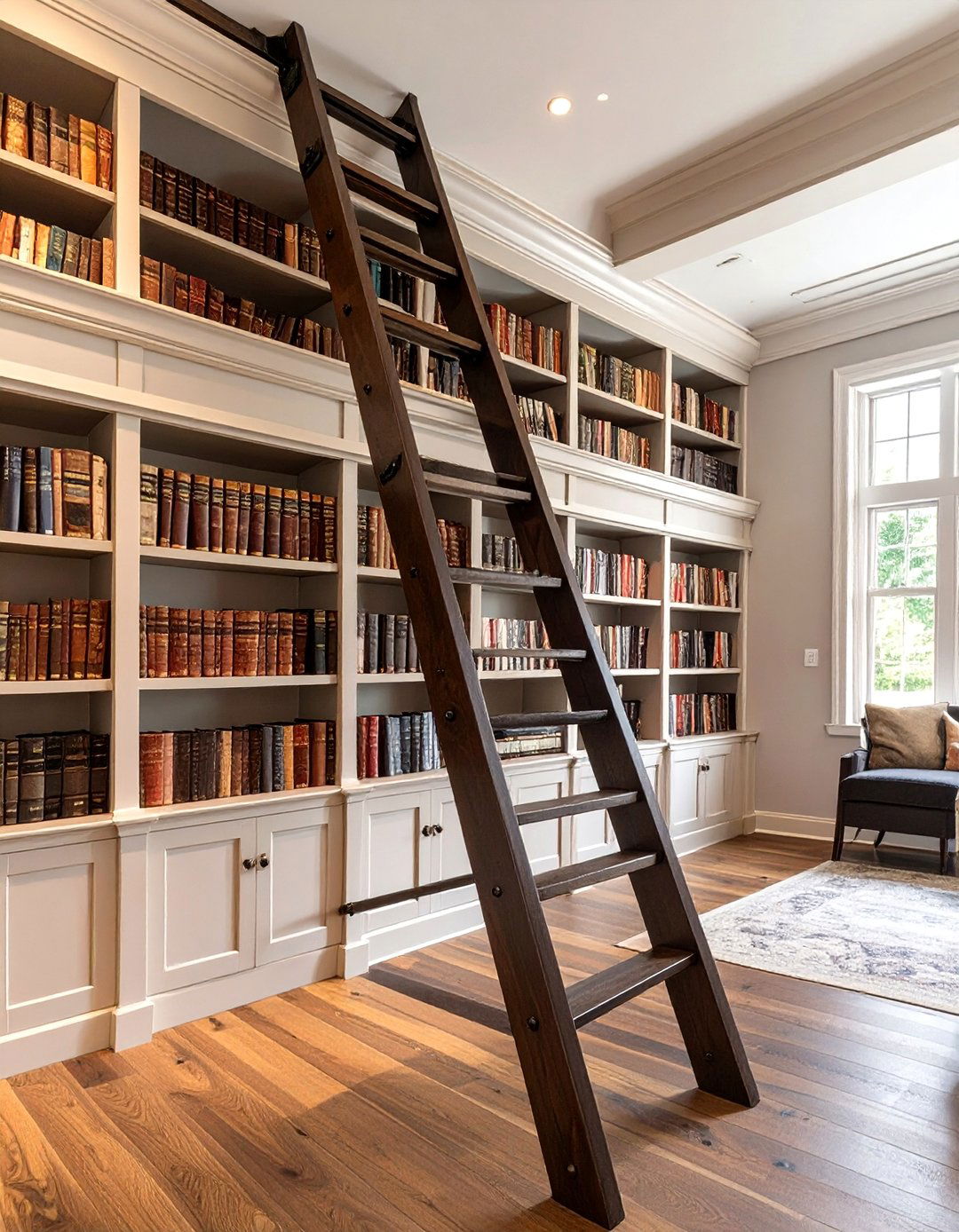 The Home Library with a Rolling Ladder - 30 arts and crafts interior design ideas