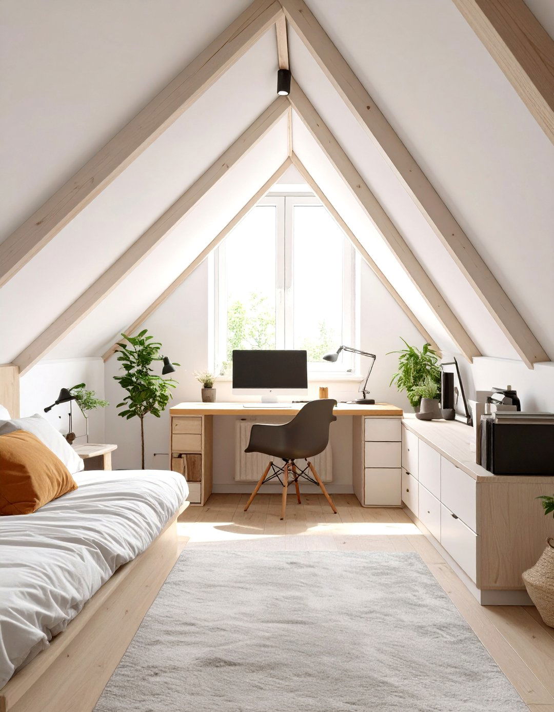The Home Office Bedroom Combo - 30 low sloped ceiling bedroom ideas