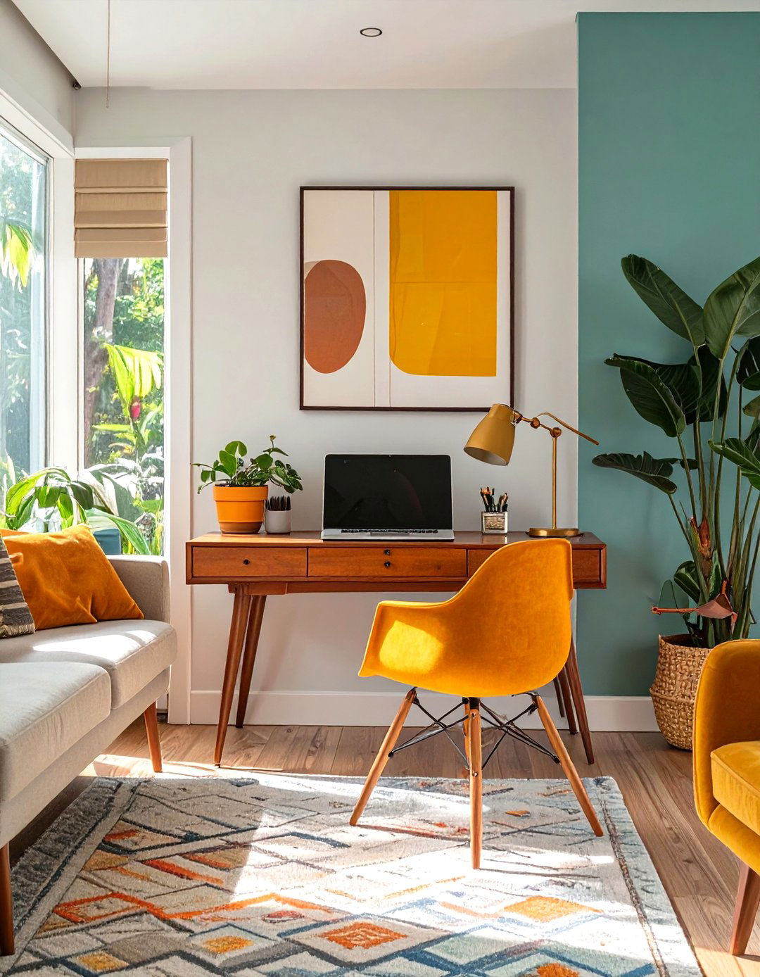 The Home Office and Living Room Combo - 30 mid century living room ideas
